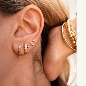 18k Gold Vermeil Mini Snake Hoop Earrings [BBT Raeé Earrings]